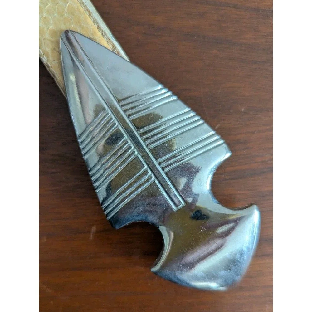 Vtg Arrowhead Spearhead Art Deco Chrome Belt Buckle 1